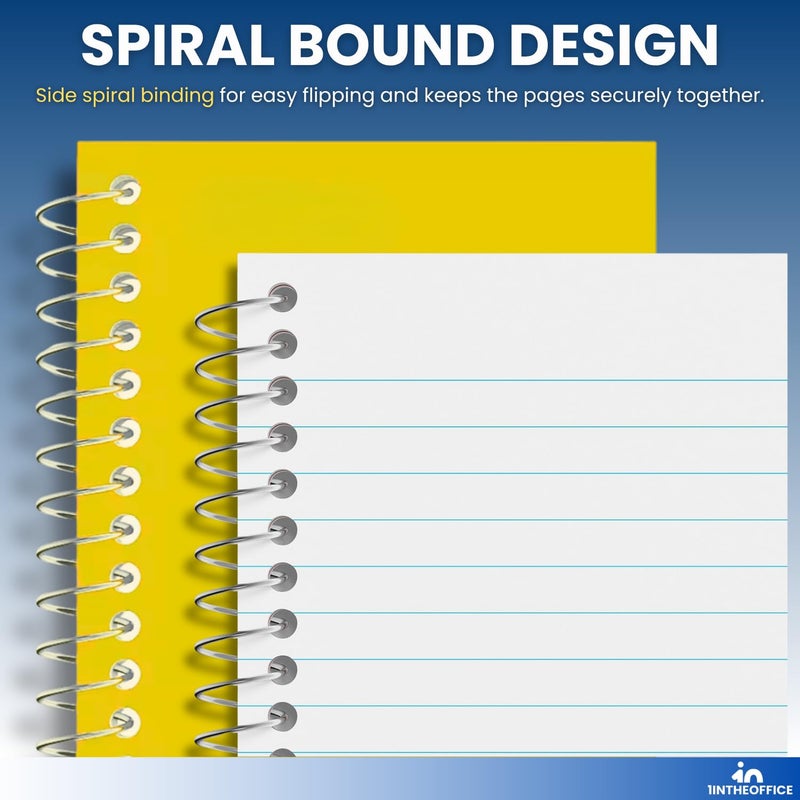 1InTheOffice Wirebound Spiral Memo Books, Memo Pads, 3" x 5", College Ruled, Small Notepad 3x5, Assorted, 75 Sheets/Pad, 10 Pads/Pack - Image 3